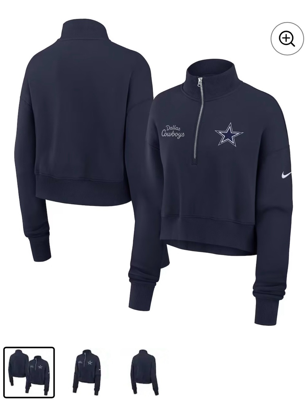 Women's Nike Navy Dallas Cowboys Primetime Phoenix Half-Zip Sweatshirt